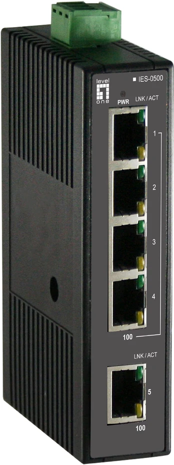 Level One LevelOne 5 prievadų Fast Ethernet pramoninis jungiklis, DIN bėgis, nuo -20°C iki 70°C