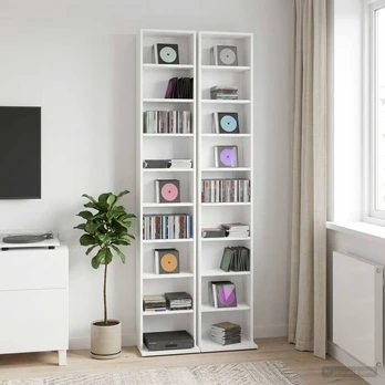 CD spinta 2 vnt. Balta 33 x 23,5 x 175 cm Apdirbta mediena