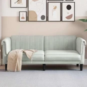 Dvivietė sofa, šviesiai pilkos spalvos, aksomas kaina