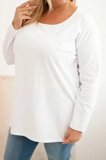 Moteriška Plus Size palaidinė su laiveliu, balta