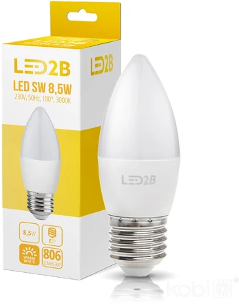 9W LED lemputė SW, E27, balta, 3000K, 180°