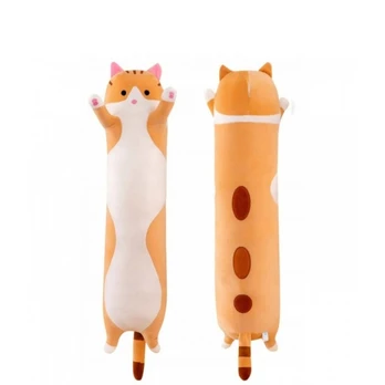 Mielas pliušinis žaislas katė - pagalvė, ruda 50cm