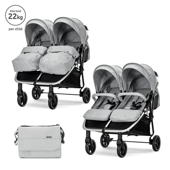 Sportinis dvynukų vežimėlis Lorelli Duo Grey/Silver