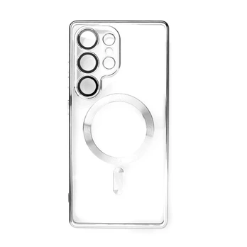 Dėklas Hurtel Electroplated Case with MagSafe galvanized for iPhone 16e - sidabrinis