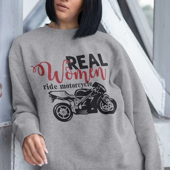 Džemperis "Real women ride motorcycle" (be kapišono)