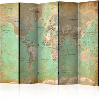 Artgeist Pertvara - Turquoise World Map [Room Dividers]