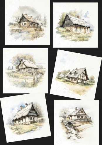 Ryžių popieriaus rinkinys "kiškio namelis" decoupage