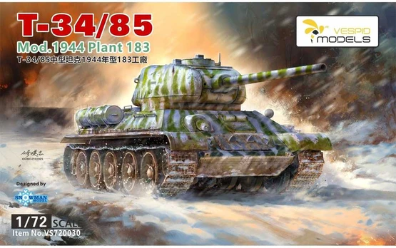 Vespid Models T-34/85 1944 plastikinis tanko modelis 1/72 Vespid