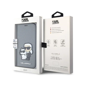 Dėklas Karl Lagerfeld Choupette KLBKP14SSANKCPG iPhone 14 Sidabrinis