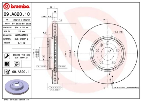 BREMBO 09.A820.11 Brake Disc