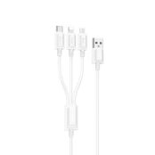 USB kabelis Hoco X74 3in1 microUSB-Lightning-Type-C 1.0m baltas kaina