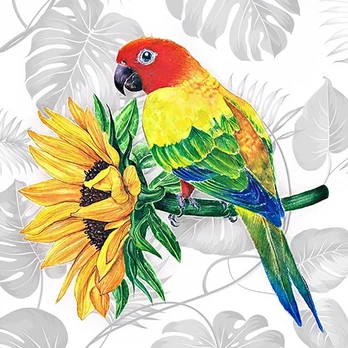 Deimantinis paveikslas A bright parrot 40*40 cm WD2687