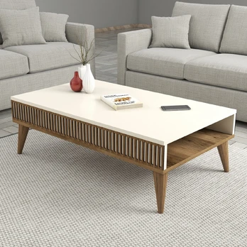 Kalune Design Kavos stalelis Milan - Walnut, Kreminis
