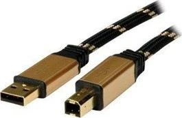 USB laidas Roline USB-A - USB-B 1,8 m Auksinis (JAB-1127652)