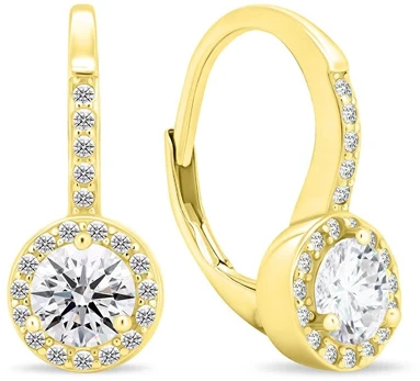 Brilio Silver Glittering auksinis-plated earrings with clear zircons EA442Y