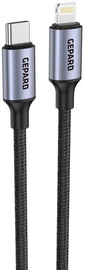 Kabelis GEPARD USB-C - Lightning PD20W metalinė galvutė 1,2m