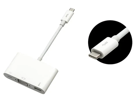 Micro USB adapteris USB-C 3.1 kištukas - VGA lizdas + mikro USB maitinimo lizdas 10cm