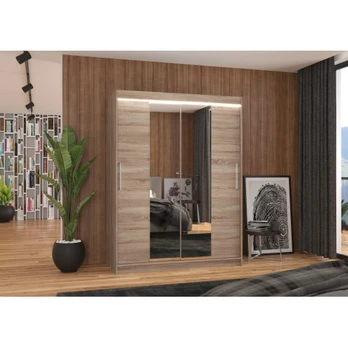Sliding wardrobe with mirror and lighting LED INESS 150