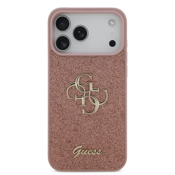 Guess PU Fixed Glitter 4G Metal Logo Case for Apple iPhone 17 Pro Max