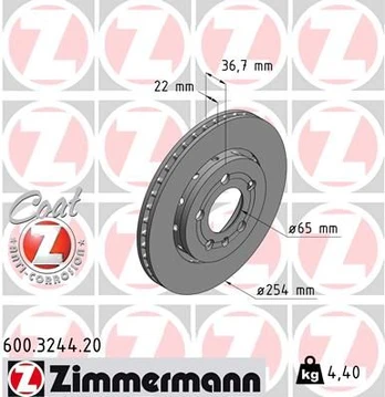 Stabdžių diskas ZIMMERMANN 600.3244.20