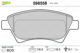 Stabdžių trinkelių rinkinys, diskinis stabdys VALEO 598558 kaina