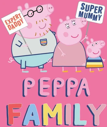 Peppa Pig šeimos rožinis vilnos pledas 100x140cm