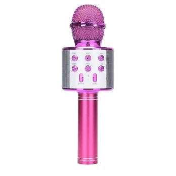 Riff WS-858 Karaoke Microphone with Speakers Aux and Micro SD Pink