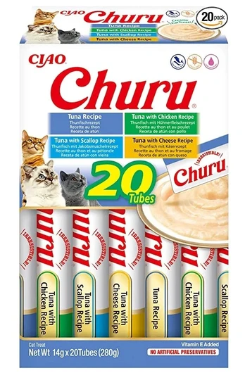 INABA CHURU Varietes Tuńczyk -skanėstas katei 20x14 g