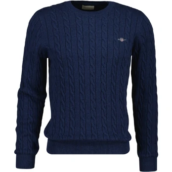 Megztinis vyrams, Mėlyna, cotton cable c-neck