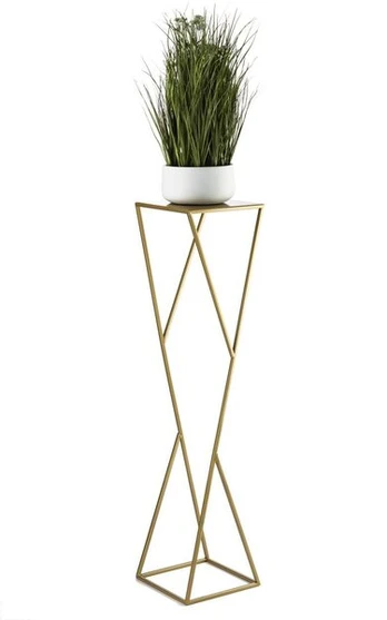 Modernus gėlių stovas Loft, auksinis, 100 cm