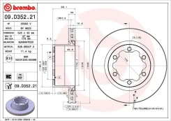 Stabdžių diskas BREMBO 09.D352.21 kaina