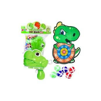 Lean Toys Skill Game Target Shooting Gun Velcro Balls Dinosaur