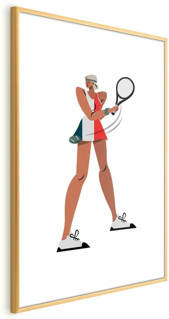 Artgeist Plakatas - Tennis Player with a Racket on a Baltas Background - Illustration