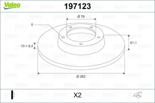 Stabdžių diskas VALEO 197123