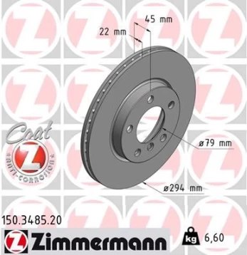 Stabdžių diskas ZIMMERMANN 150.3485.20