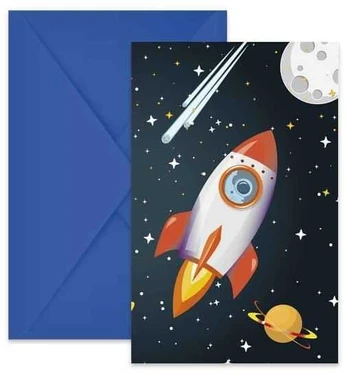Globos Europe Bv Rocket Space invitationer, 6 stk