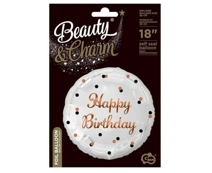 GoDan BALON foliowy Happy Birthday balta 18 cali