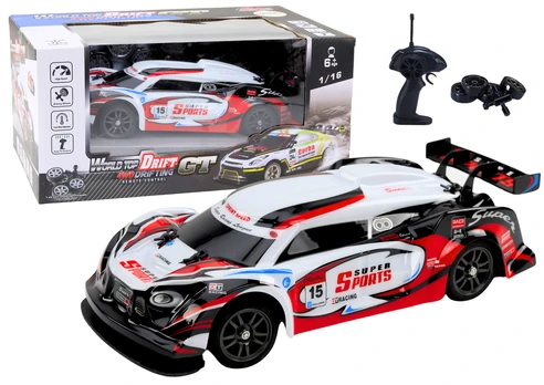 Rc automobilis World Top Drift GT, 1:16, balta/raudona