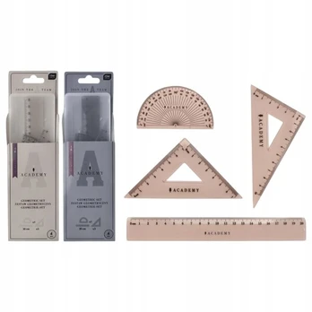 Interdruk Academy geometrinis rinkinys su liniuote 20cm, 4 elementai