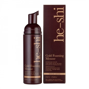 HE - SHI GOLD veido ir kūno savaiminio įdegio putos, 150 ml