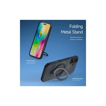 Dėklas iPhone 16 Plus - Dux Ducis Aimo MagSafe Magnetic Stand - juodas