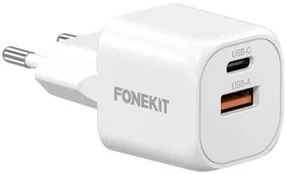 FoneKit Mini 20 W, USB-C + USB-A, valkoinen