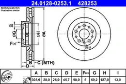 ATE 24.0128-0253.1 Brake Disc kaina