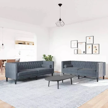Sofos komplektas 2 pcs Tamsiai pilka Aksomas