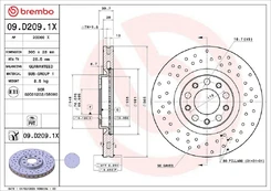 Stabdžių diskas BREMBO 09.D209.1X kaina