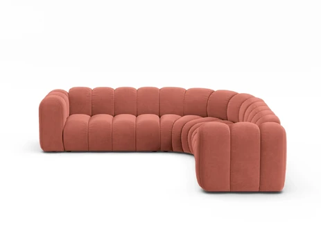 Modular Symmetrical Corner Sofa, "Lupine", 6 Seats, 280x280x70, Coral