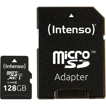 microSDXC atminties kortelė Intenso 128 GB UHS-I Class 10 su SD adapteriu