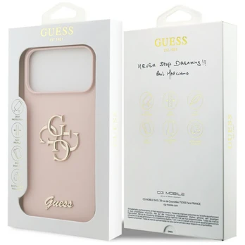 Dėklas Guess Silicone Big 4G Script do iPhone 17 Pro Max rožinė