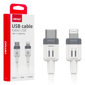 USB-C įkrovimo laidas - IPHONE LIGHTNING FullLINK 20W 100cm AMIO-03910