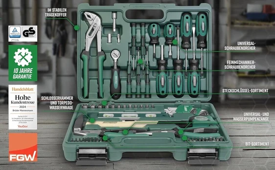 Brüder Mannesmann M29084 įrankių dėžė, 87 dalys